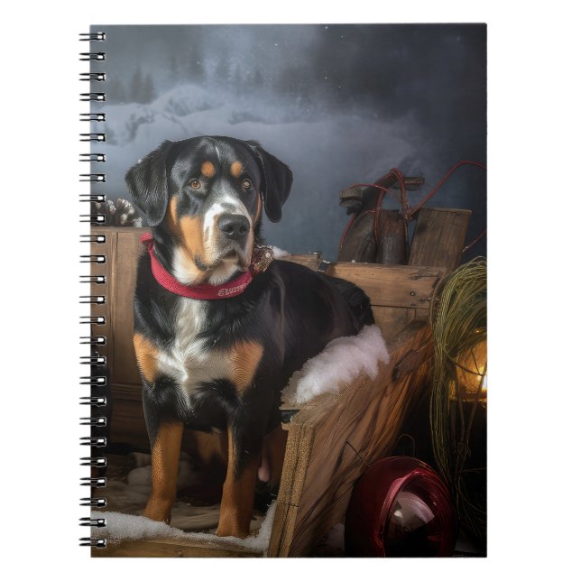 Cuaderno Navidades Snowy Sleigh de la Montaña Suiza Grande (Frente)