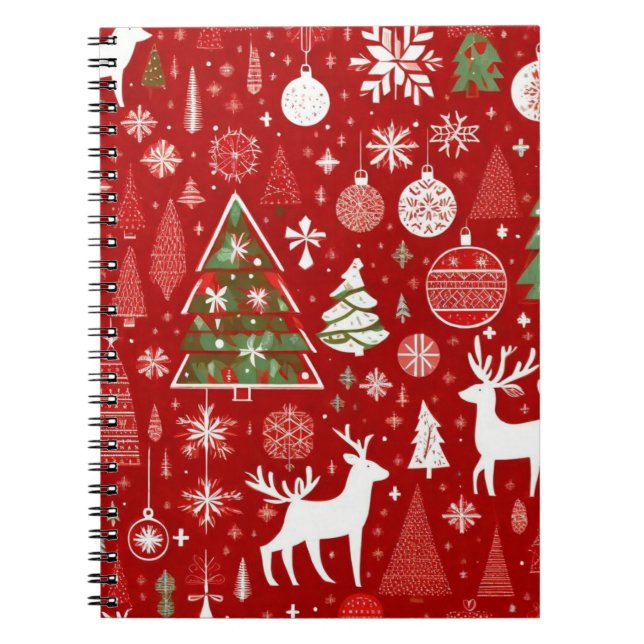 Cuaderno Navidades temática árboles de Navidad copos de nie (Frente)