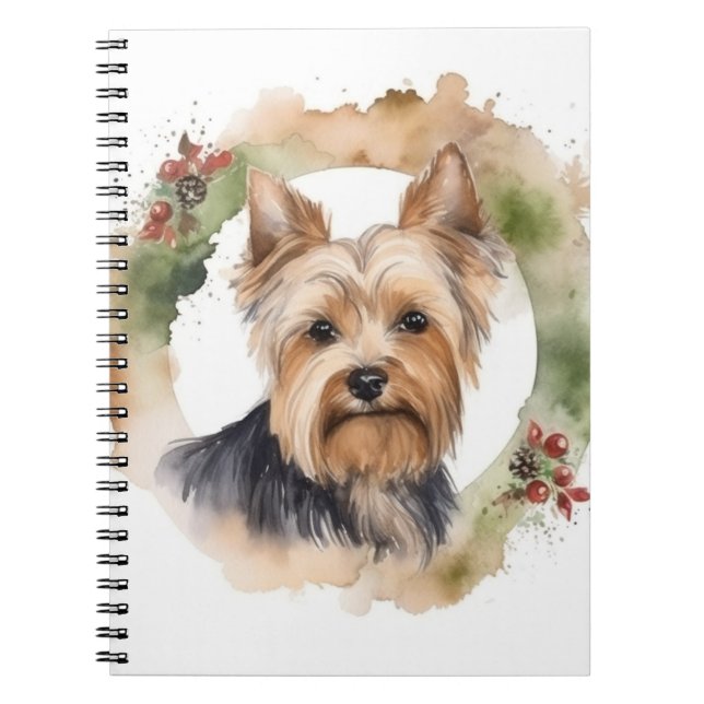 Cuaderno Navidades Terrier de Yorkshire Wreath Festimes Pup (Frente)