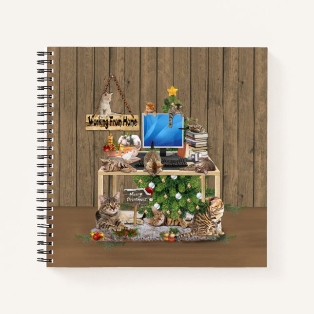 Cuaderno Navidades trabajando desde casa con mis gatos (Anverso)
