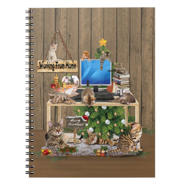 Cuaderno Navidades trabajando desde casa con mis gatos (Frente)