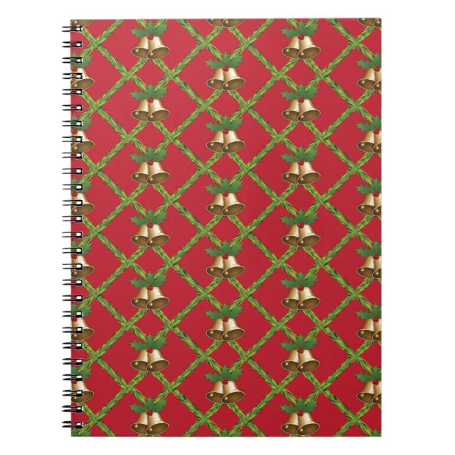 Cuaderno Navidades tradicionales campanas de jingle rojas y (Frente)