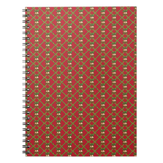 Cuaderno Navidades tradicionales campanas de jingle rojas y (Frente)