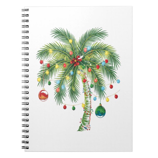 Cuaderno Navidades tropicales Palm Tree con Luces y Ornam (Frente)