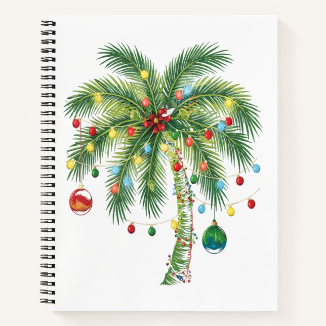 Cuaderno Navidades tropicales Palm Tree con Luces y Ornam (Anverso)