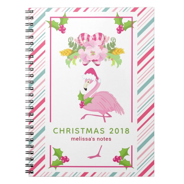 Cuaderno Navidades tropicales rosados de Flamingo (Frente)