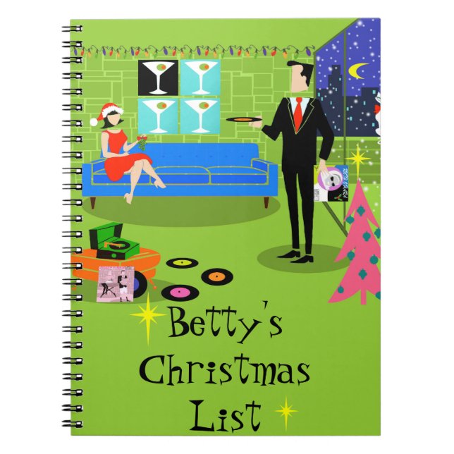 Cuaderno Navidades urbanos retro con equipo portátil (Frente)