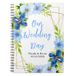 Cuaderno Navy and Baby Blue Floral Wedding Planner