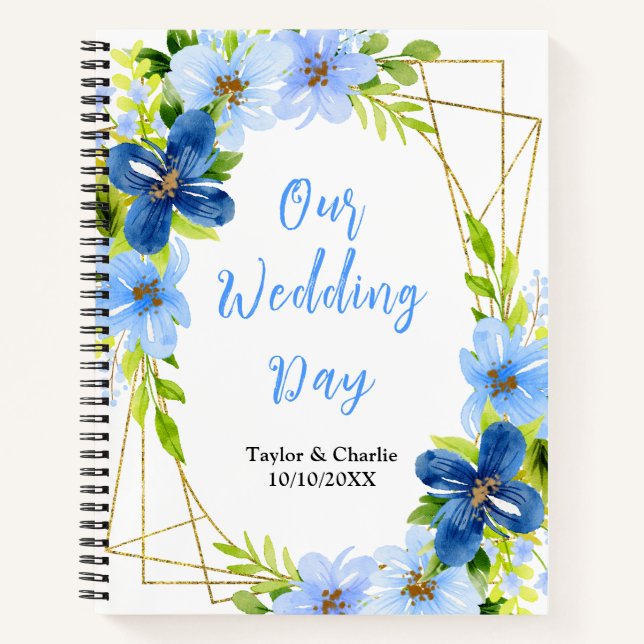 Cuaderno Navy and Baby Blue Floral Wedding Planner (Anverso)