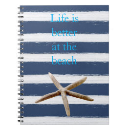 Cuaderno Navy Blue and White Stripes Starfish