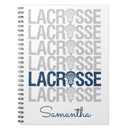 Cuaderno Navy Blue Distressed Lacrosse Word