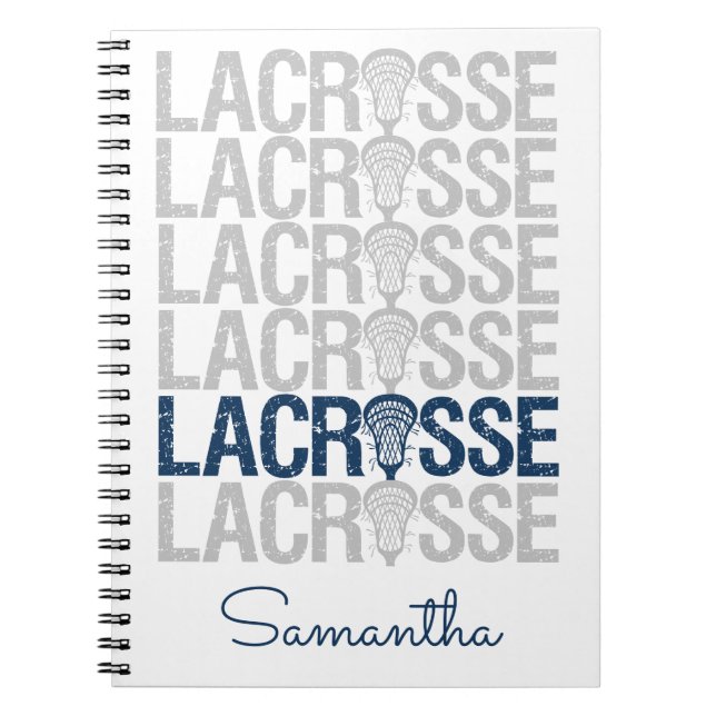 Cuaderno Navy Blue Distressed Lacrosse Word (Frente)