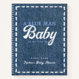 Cuaderno Navy Blue Jean Baby Boy Baby Shower Guest Book