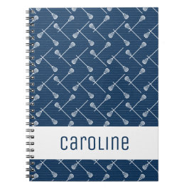 Cuaderno Navy Blue Lacrosse White Sticks Patterned