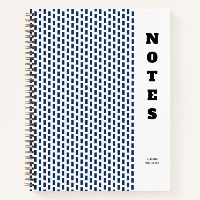 Cuaderno Navy Blue Stripes Pattern Personalized (Anverso)