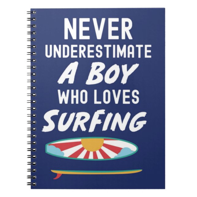 Cuaderno Navy Blue Surfer Gifts For Kids Boys Surfing Surf (Frente)