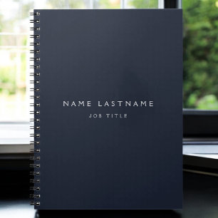 Cuaderno Navy Blue White Modern Elegant Profesional Clásico