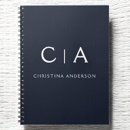 Cuaderno Navy Blue White Modern Elegant Profesional Clásico