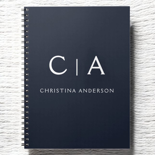 Cuaderno Navy Blue White Modern Elegant Profesional Clásico (Subido por el creador)