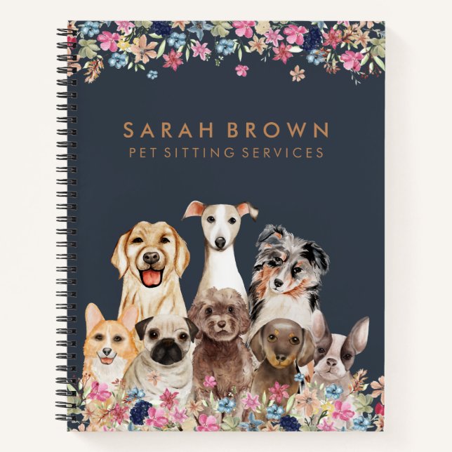 Cuaderno Navy Brown Cute Dog Groomer Small Best Seller (Anverso)