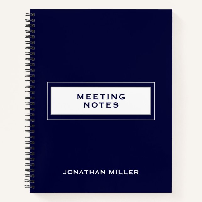 Cuaderno Navy de notas de reunión profesional (Anverso)