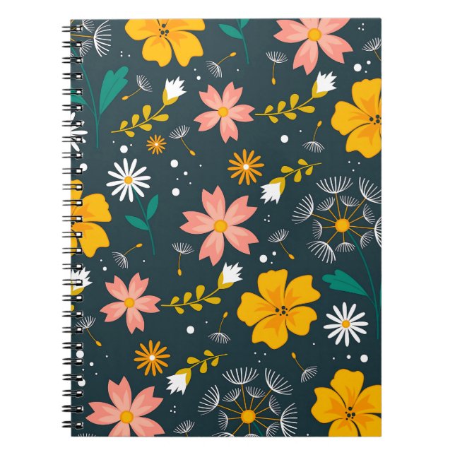 Cuaderno Navy Floral Garden Whimsical Spring Pattern (Frente)
