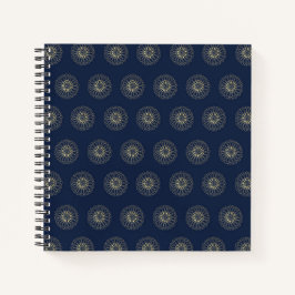 Cuaderno Navy | Golden Zinnia Flower Medallions
