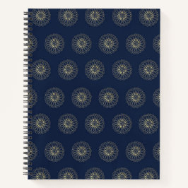 Cuaderno Navy | Medallones de Flor de Zinnia Dorada