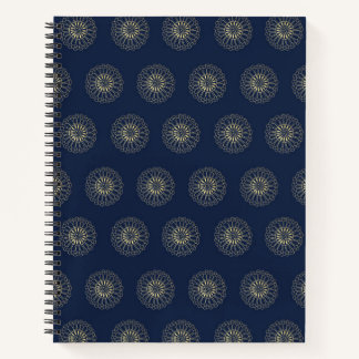 Cuaderno Navy | Medallones de Flor de Zinnia Dorada