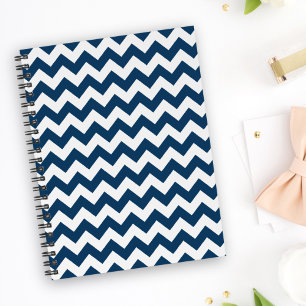 Cuaderno Navy Zigzag, Navy Chevron, patrón geométrico