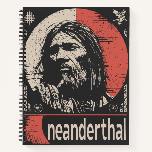 Cuaderno Neanderthal del Sol Rojo | Arte ancestro antiguo (Anverso)