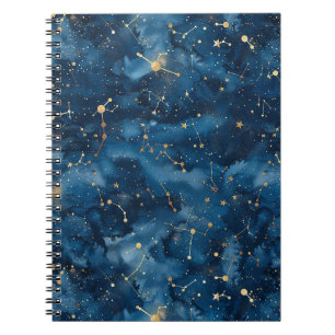 Cuaderno Nebulosa Cósmica de Polvo Estelar de Oro Azul Medi