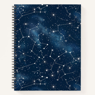 Cuaderno Nebulosa de Estrellas Cósmicas Blancas Teal Místic