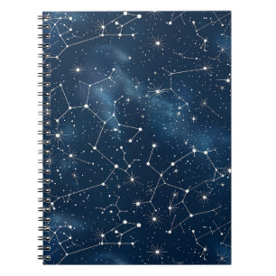 Cuaderno Nebulosa de Estrellas Cósmicas Blancas Teal Místic