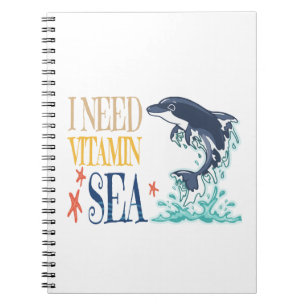 Cuaderno Necesito el Mar de Vitaminas Orca Delfín Divertido