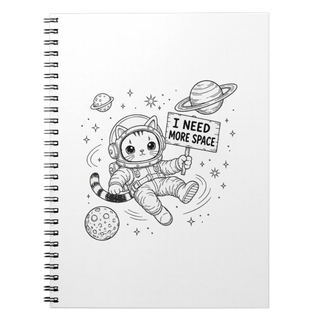 Cuaderno Necesito Más Espacio Gato Astronauta Divertido (Frente)