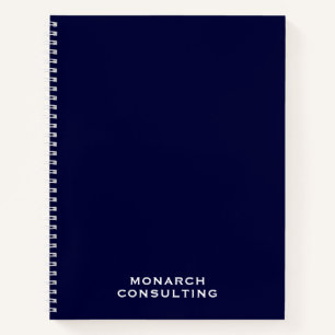Cuaderno Negocio azul de la marina Minimalista personalizad