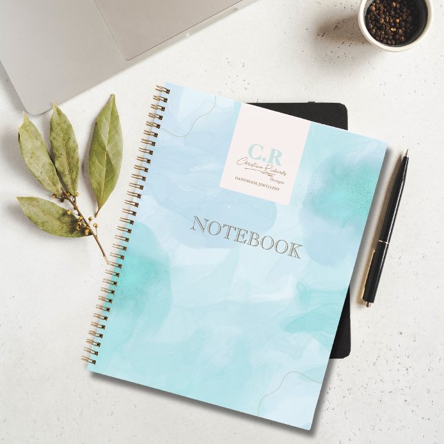 Cuaderno Negocio de acuarela Verde azulada azul (Subido por el creador)