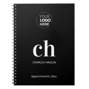 Cuaderno Negocio de logotipos en blanco y negro en monogram
