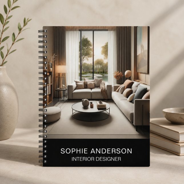 Cuaderno Negocio Profesional de Diseñador de Interiores Neg (Black Interior Designer Business Professional Notebook)
