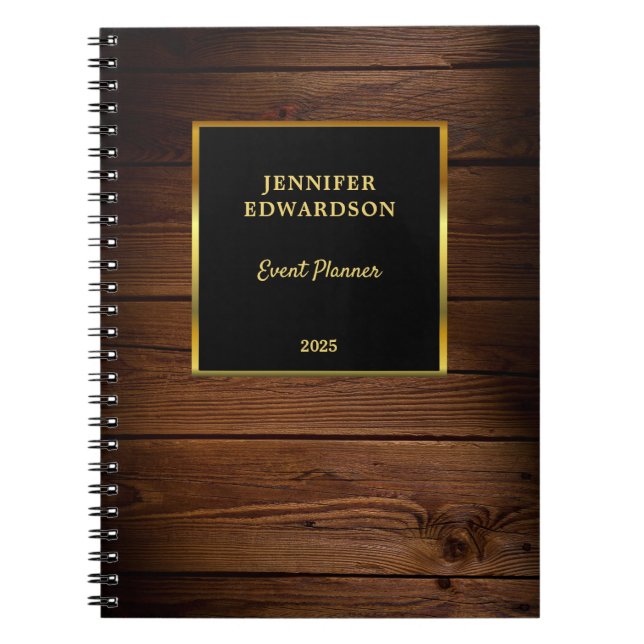 Cuaderno Negocio profesional de la madera negra dorada mode (Frente)