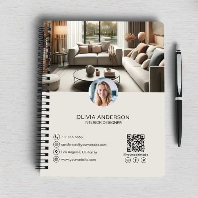 Cuaderno Negocio profesional moderno y personalizado (Create your own professional business notebook with custom photos, QR code and social media icons )