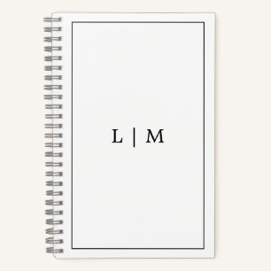 Cuaderno Negocio simple de monogramas en blanco y negro