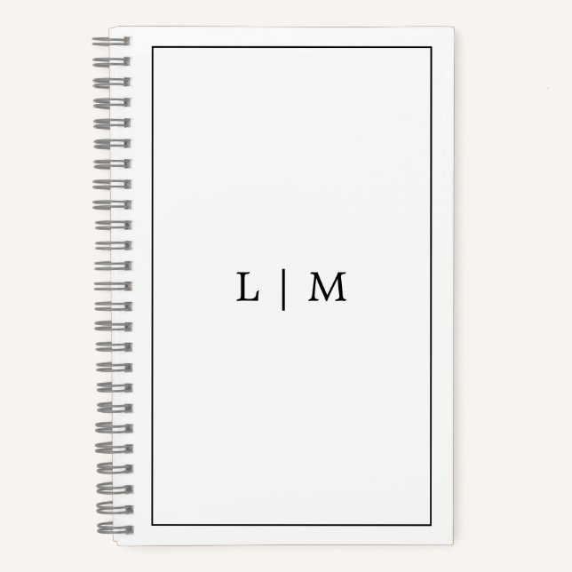 Cuaderno Negocio simple de monogramas en blanco y negro (Anverso)
