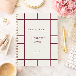 Cuaderno Negocios de cuadrícula de burgundy marfil