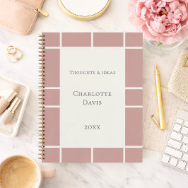 Cuaderno Negocios de cuadrícula de marfil rosa polvoriento