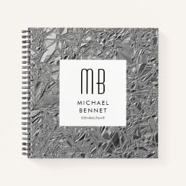 Cuaderno Negocios Monogramados de Silver Metallic