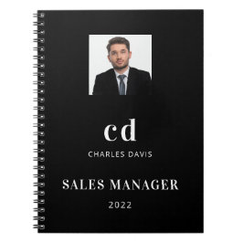 Cuaderno Negra marca de nombre blanco para el negocio de la