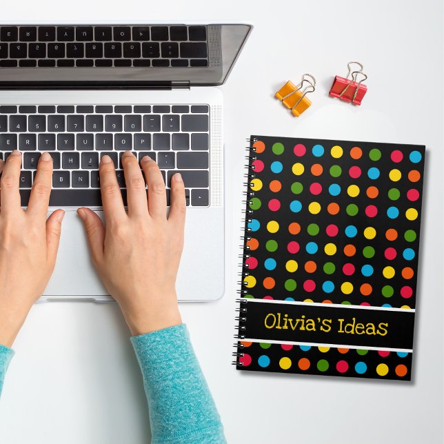 Cuaderno Negra | Punto Polka Verde Rojo Naranja Amarillo (Subido por el creador)