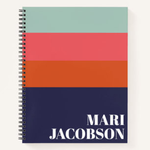 Cuaderno Negrita Azul Marino y Rojo Rayas Chic Personalizad